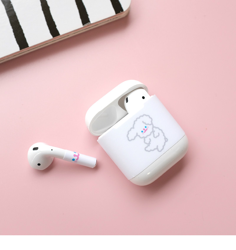 カワイイ エアーポッズ プロ デコシールうさぎAirPods1/2全面対応ステッカーももネコいぬスマイル アップル イヤホン