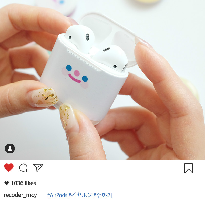 カワイイ エアーポッズ プロ デコシールうさぎAirPods1/2全面対応ステッカーももスキンシールいぬスマイル アップル イヤホン