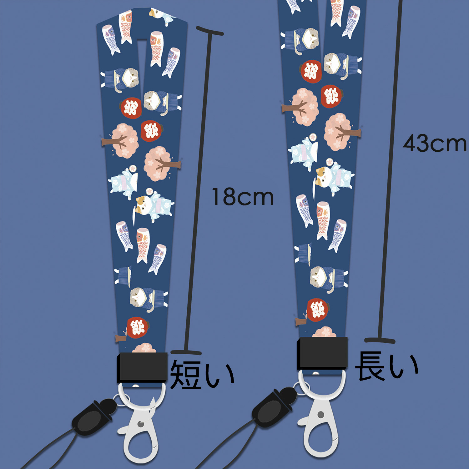 オリジナルおしゃれ落下防止 スマホストラップ富士山こいのぼり猫ネコ スマホ ネックストラップ レディース