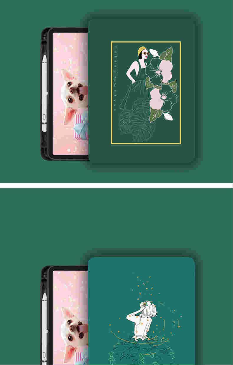 2018/2019手帳型ケースiPadシリーズ新型ipad9.7ケース夏iPad 10.2インチ第7世代グリーン色mini5/4/3