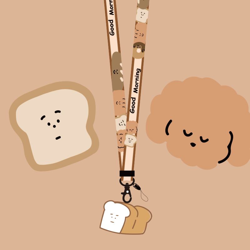 トースト 可愛いスマホストラップ携帯通用パン食品デザイン ネックピース ネックストラップ男女