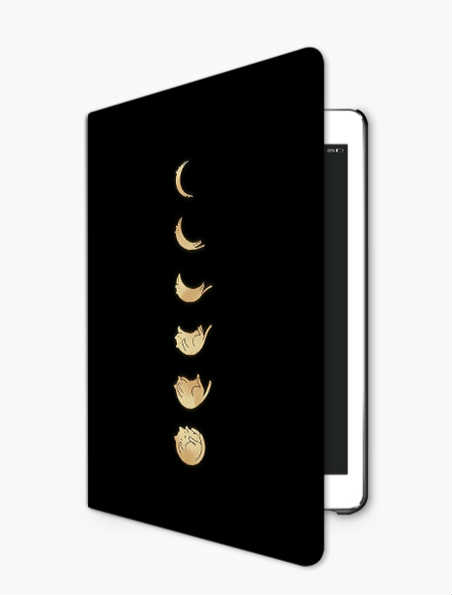 猫柄月食ipadproケース黒色iPad air 4 第4世代2020ネコ柄手帳型ipad 10.2 mini3/2ペン収納付き