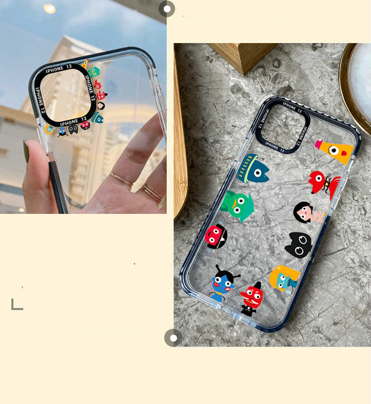 カメラデコ可愛いiPhone 12 mini/12 Pro Maxスマホケース透明個性的モンスター アイフォン12 Pro/11 Pro