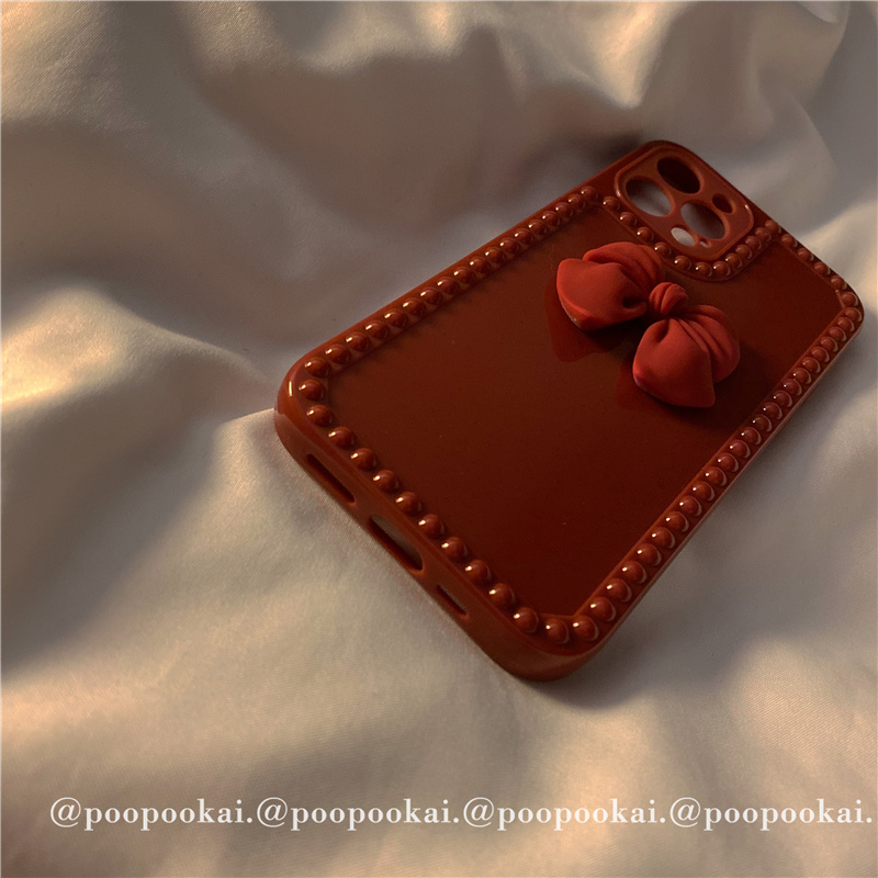 携帯カバー赤いちょう結びiphone12ケース11pro/maxレッドカラー8plusソフトケース