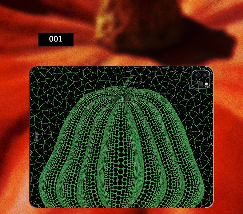 草間彌生 かぼちゃ個性的12.9インチiPad Pro第4世代シール緑色 赤かぼちゃiPad Proデザインステッカー11インチ