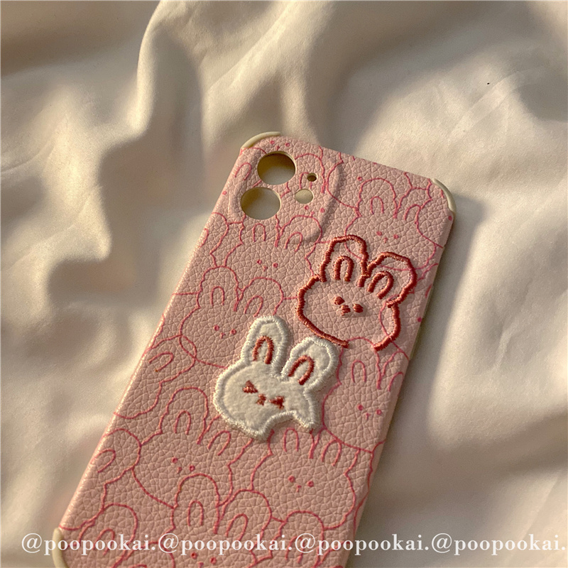 インスタ映えケース ピンク色刺繍兎アイフォン12 Pro/12 miniウサギ ケースiPhone 11 Pro Max/11ソフト