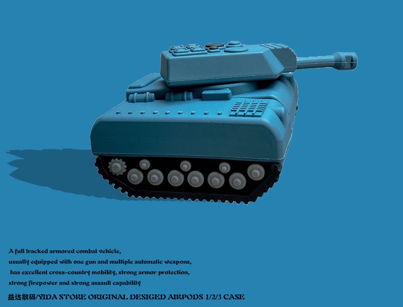 面白い戦車デザインairpodsケース ソフトシリコンAirpodspro第3世代立体カバー おしゃれ かわいい車両 火砲戦車