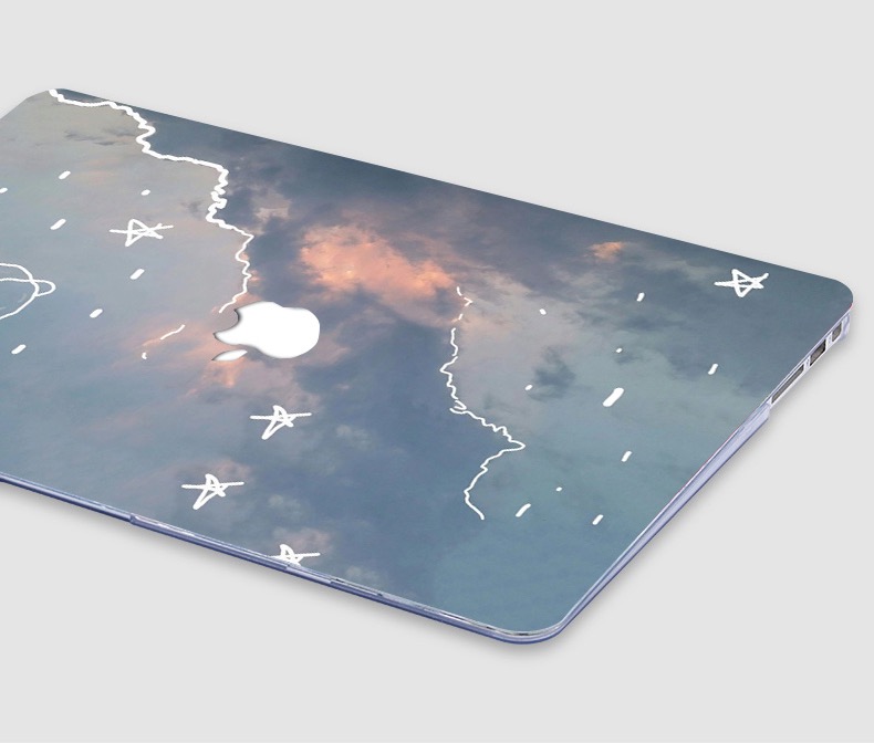 綺麗空かわいいMacBook Air ケース軽い 薄い清楚系 空と雲柄macbook air13.3Pro15.4インチ ハードカバー