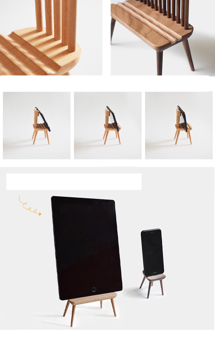 木製椅子 スマホスタンド品質タブレットスタンド ホルダー角度調整おしゃれ 椅子チェア卓上ipadスタンド