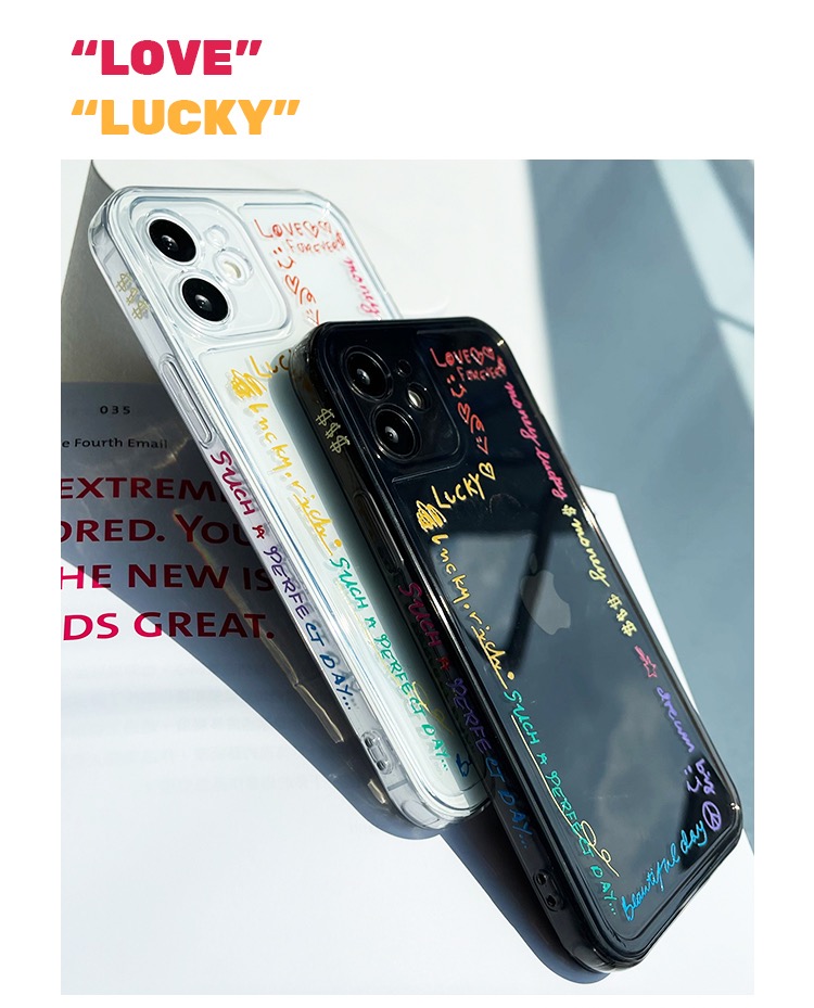 落書き幸運スマホiPhone 12ケース デザイン オリジナル