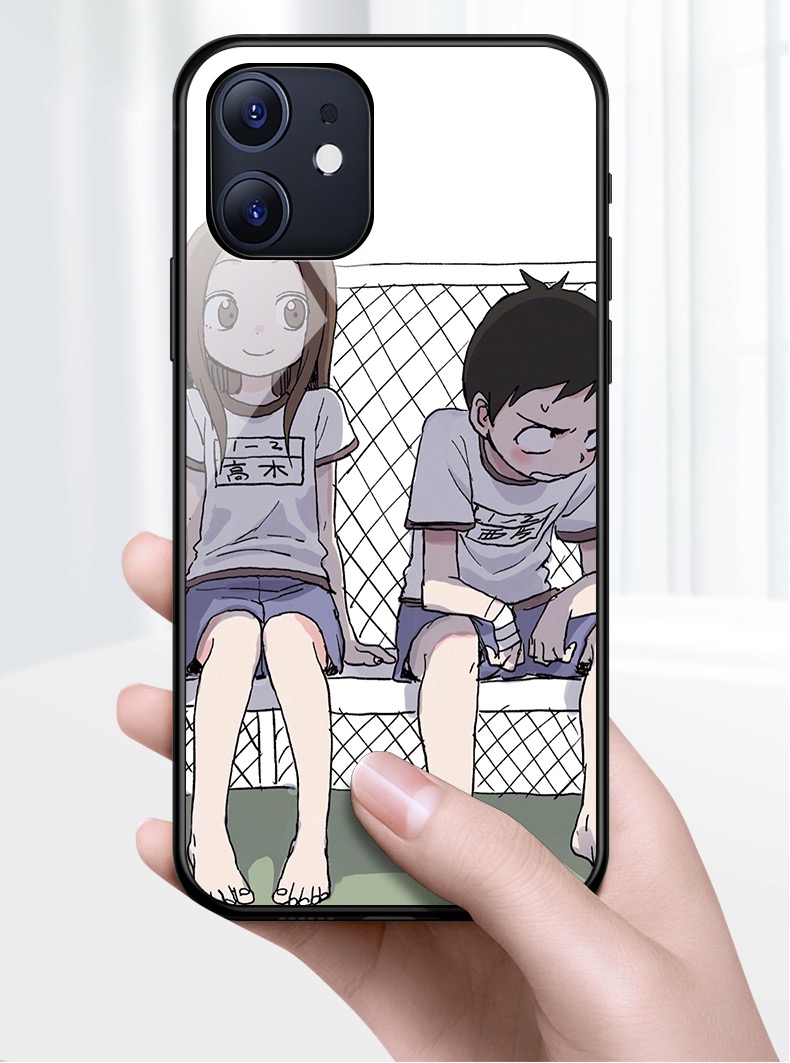 高木さんiPhone 12 Pro Maxガラスケース キャラクター西片 高木さん 中井くんイラスト