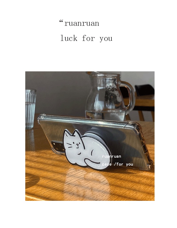 韓国ファッション猫iPhone 12 Proスマホスタンド インスタ映えネコねこスマホ・タブレットに対応可動式スタンド可愛い