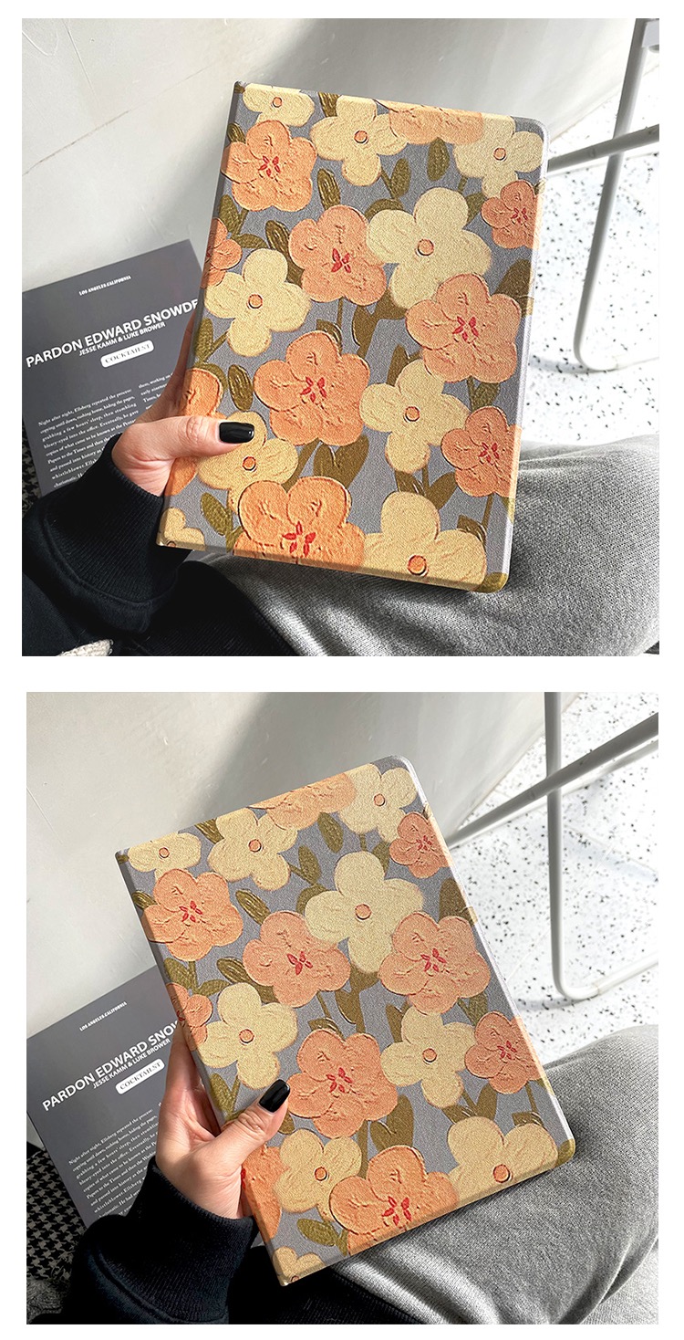 油絵お花iPad2020保護ケース花柄エレガント可愛いタブレットケースiPadPro新型11インチair2/3