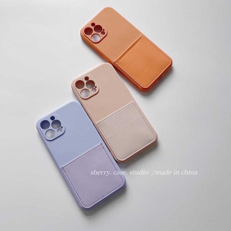 インスタ映えソフトケース カード収納シリコン シンプルiPhone 12 Pro/11/XR/XS/12mini合皮 ケース