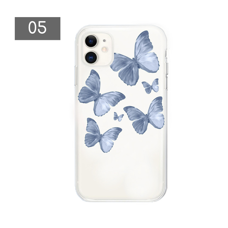 インスタ映え蝶イラスト アイフォン13 Pro Max全機種対応ソフトiPhone 13 miniケース透明