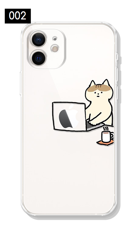 アイフォン13 Pro/12ケース可愛い猫クリアiPhone 13 mini/13ケース透明apple logoネコねこ柄