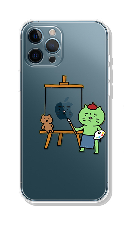 アップル ロゴ デコ ケース可愛い猫クリアiPhone 13 mini/13ケース透明apple logoネコねこ柄