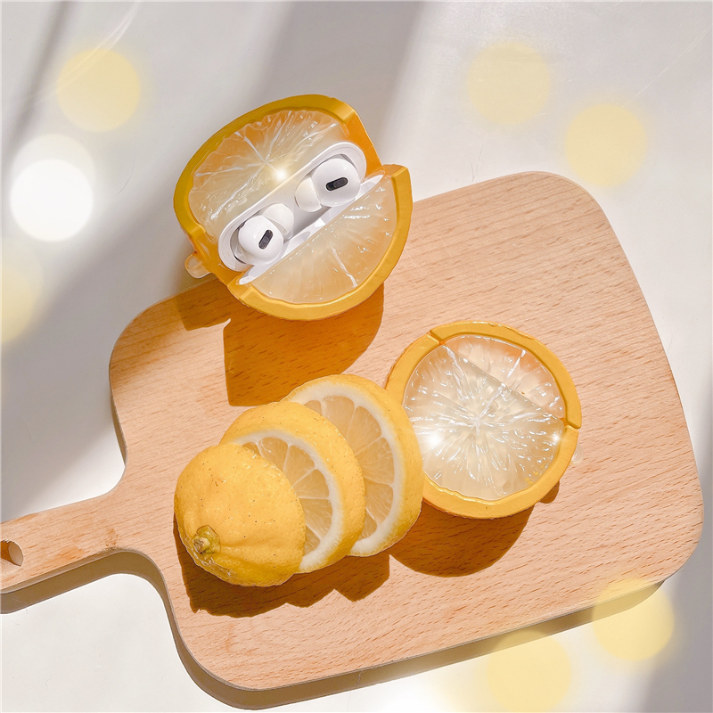 オリジナルおしゃれレモン Airpods2/3Proケース檸檬 黄色フルーツ果物エアーポッドケース