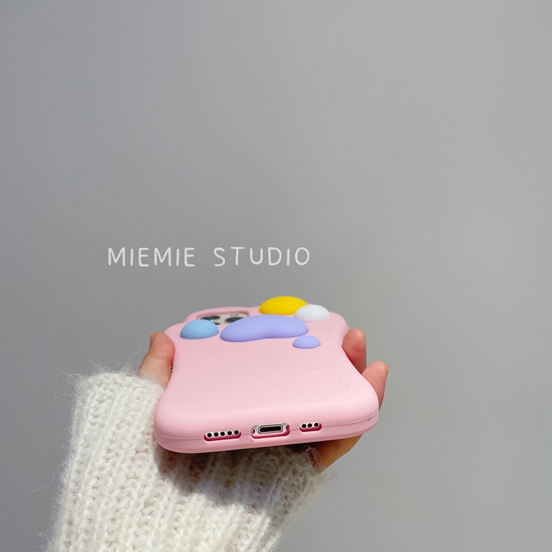 ソフトシリコン紫色アイフォン11/13 Pro/13女子xr面白い立体スマホカバー猫 肉球グッズ ピンク色