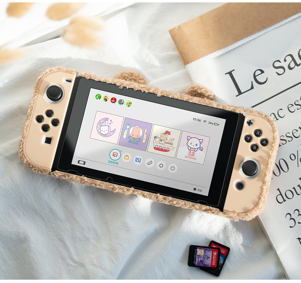 可愛いswitchふわふわ ぬいぐるみ 人気ハードケース スイッチ 収納ケース熊joy-conベージュ色Switch / SwitchLite グッズ防寒スイッチライト ケース男の子 女の子クマくま