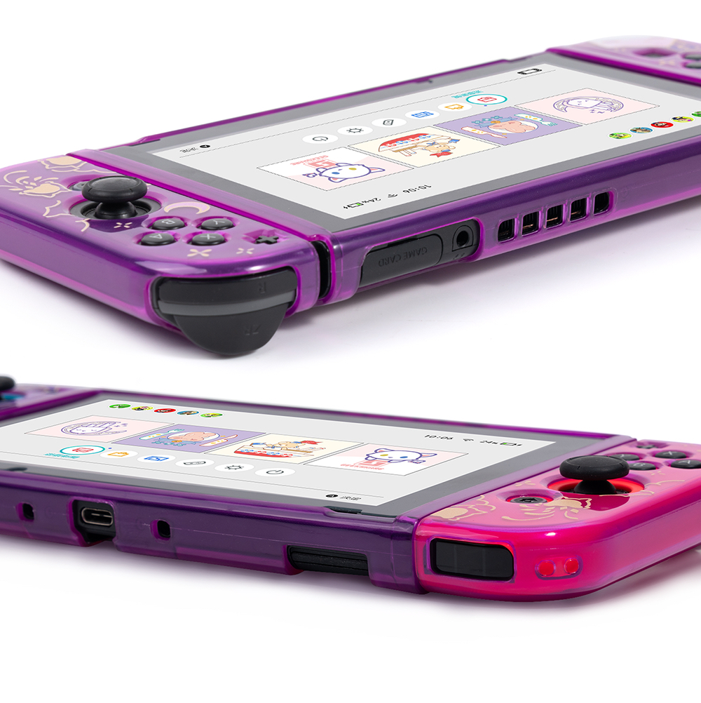 透明パープルswitchケース nsスイッチ ケース保護 軽量 薄型カバーTPU