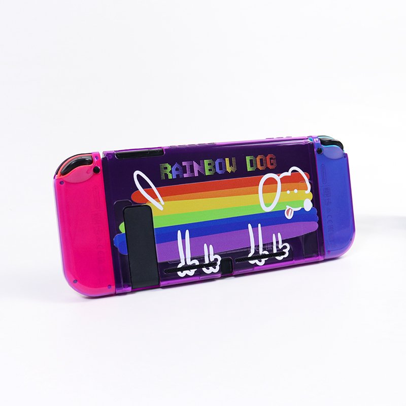 可愛い虹色透明クリアSwitch ケース犬ドッグ スイッチ ケース 収納 耐衝撃有機ELモデル対応nsボタンカバー