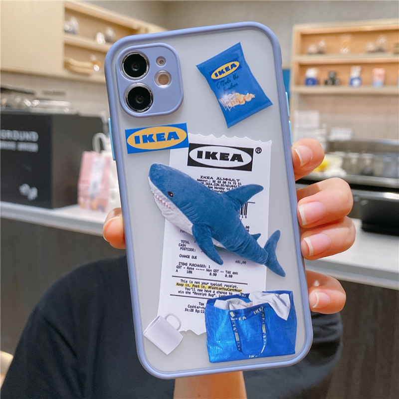 可愛いikea12ケース透明IKEAサメiphone11proクリア個性的スマホケースXSMAXソフト