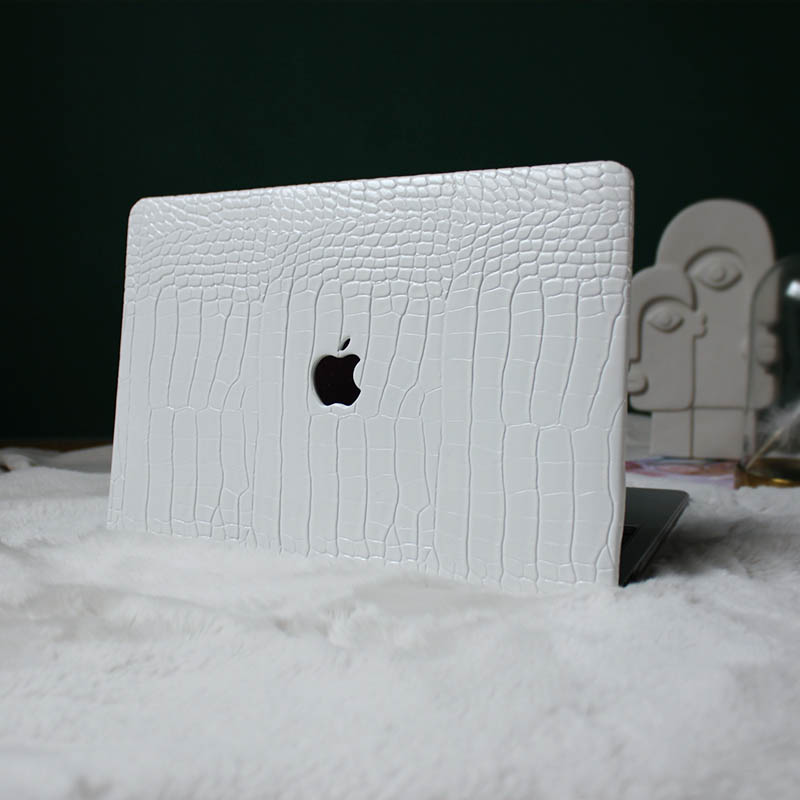 MacBook Airケース 2021 2020 M1クロコ柄ホワイト女子クロコダイル柄 合皮マックブックプロ エアー保護カバー