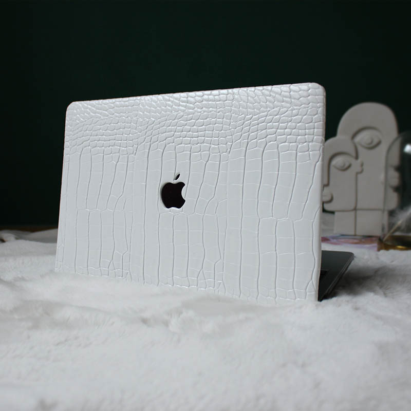 MacBook Airケース 2021 2020 M1クロコ柄ホワイト女子クロコダイル柄 合皮マックブックプロ エアー保護カバー