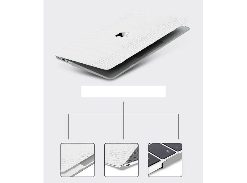 MacBook Airケース ホワイト女子クロコダイル柄 合皮マックブックプロ エアー保護カバー
