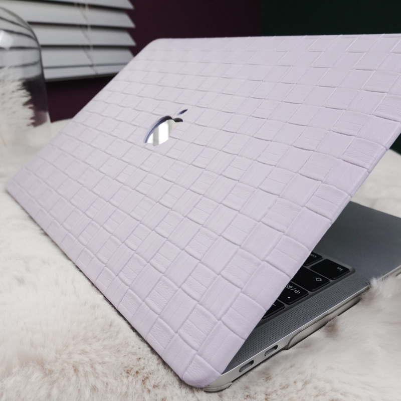 マックブックエアー ケース紫MacBook Air 13/14/15/16インチ紫色カバーMac M1 pro 14インチ本革編み模様エレガントPU革