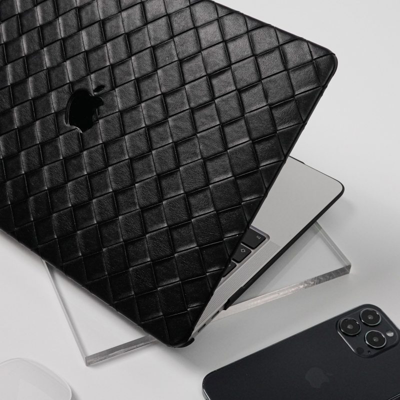 16インチ黒いブラックカラー高級レザーair/pro13/15インチ14インチMacBook Pro 2021保護カバー格子柄