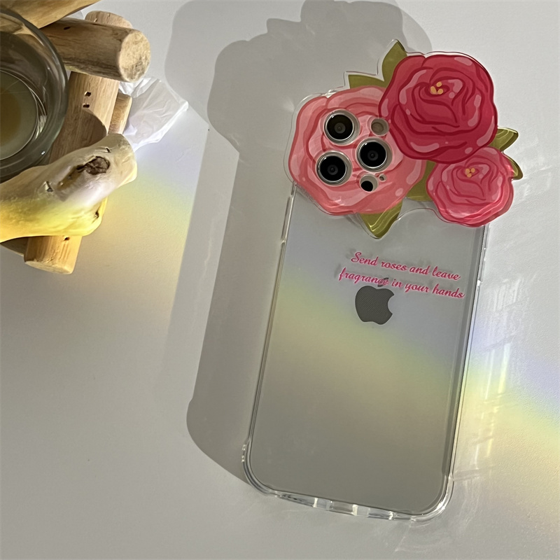 インスタ映え立体花iPhone13ProMaxクリアケース薔薇アイフォン13 Pro Max/12/12miniローズ花