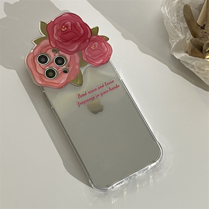 花iPhone13ProMaxクリアケース薔薇アイフォン13 Pro Max/12/12miniローズ花