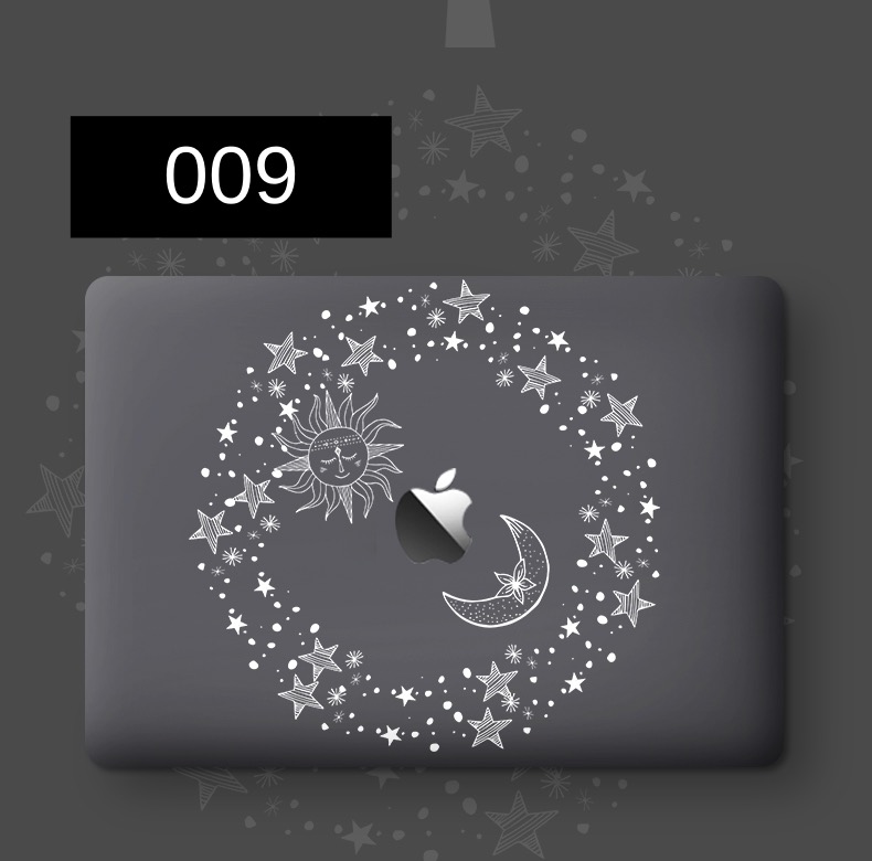 クリア星柄イラスト個性的macbook air 13.3インチ全面保護シール16インチ貼りやすいステッカー3mかわいいネコ