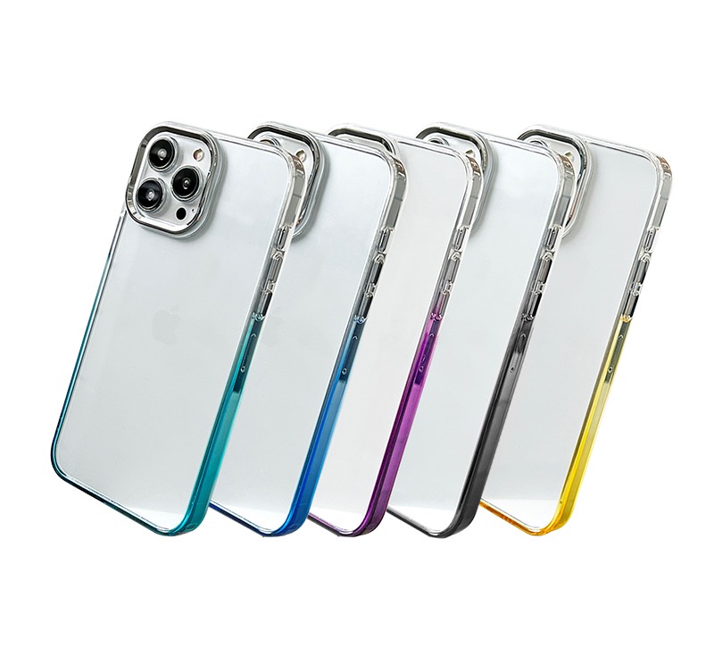 可愛い透明感iPhone13ProMaxケース グラデーション色アクリル樹脂アイフォン12/13 Proクリアケース