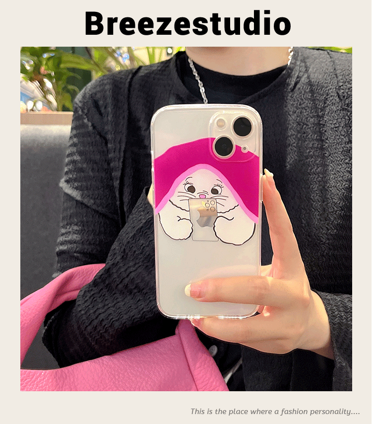 透明ネコスマホiPhone 13 Pro Max/14ケース 女子 人気クリア薄型
