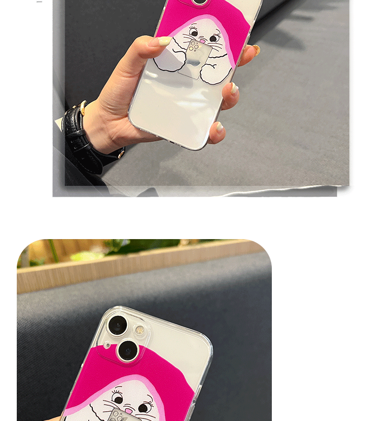 芸能人スタイルiPhone 13 Proケースアイフォン14/12スマホケース透明ネコ 
