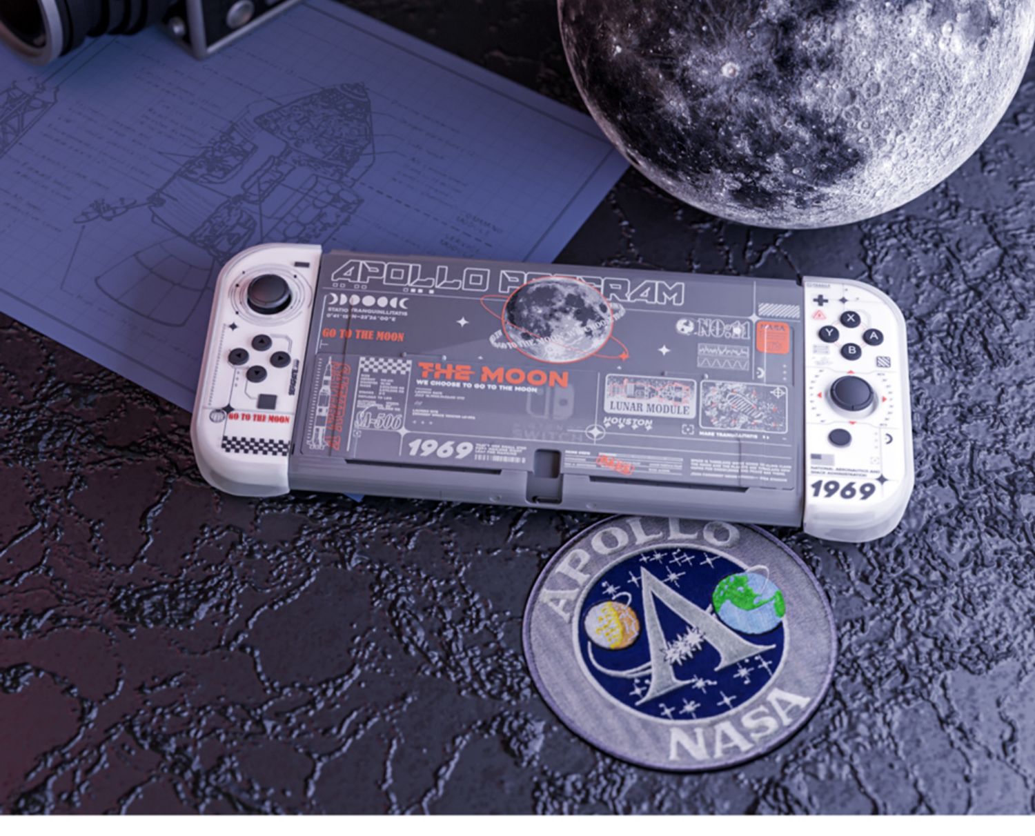 クリア軽量スイッチ 有機elケース ムーンmoonスイッチライトカバー薄型高級イラスト