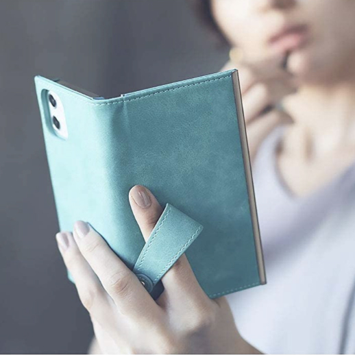 高級iPhone13ケースiPhone 14 Pro革製ミラー付きカード収納レザー紫グリーン灰色シンプル