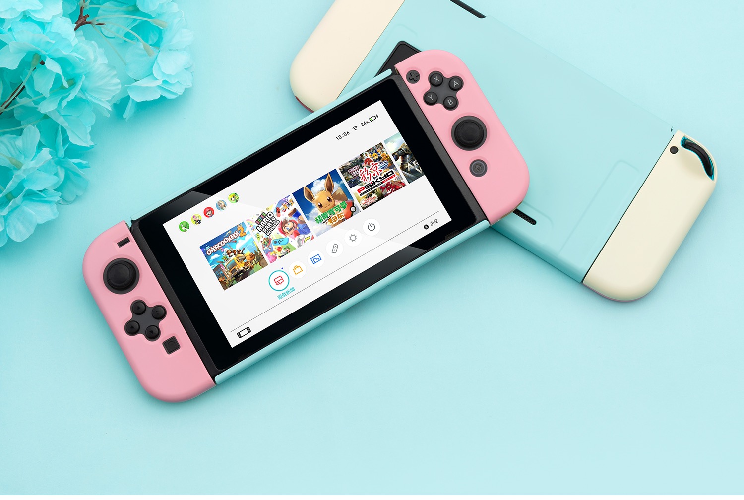 シンプルswitch保護ケース バイカラー有機ELモデル対応ボタンカバー緑色ブラウン色ハードケースjoycon