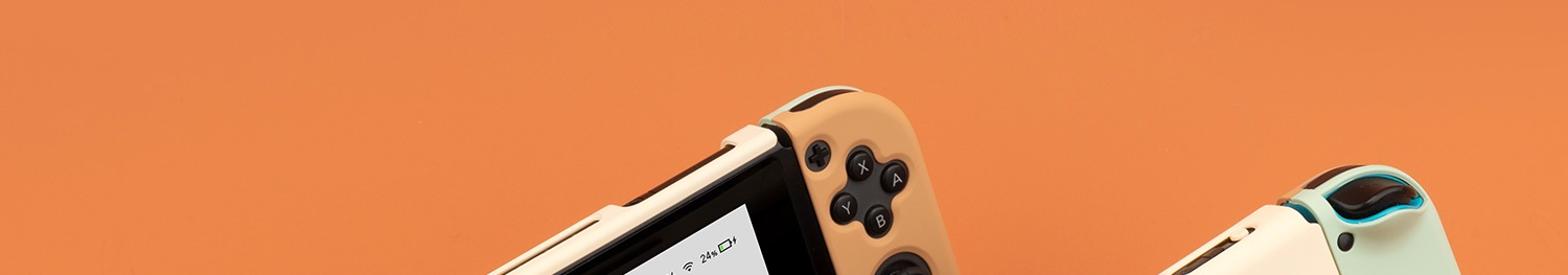 シンプルswitch保護ケース バイカラー有機ELモデル対応ボタンカバー緑色ブラウン色ハードケースjoycon