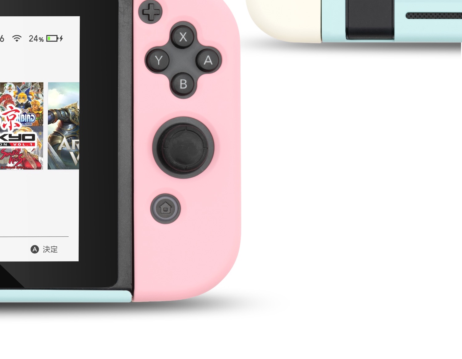 シンプルswitch保護ケース バイカラー有機ELモデル対応ボタンカバー緑色ブラウン色ハードケースjoycon