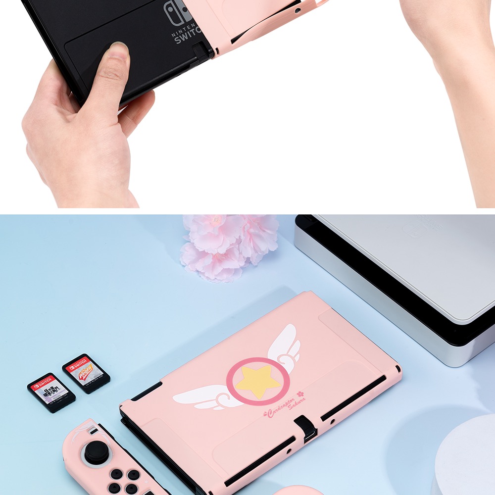 Switch有機ELカバーかわいいカードキャプターさくらピンク色ソフトケースケース一体耐衝撃Switch Oled