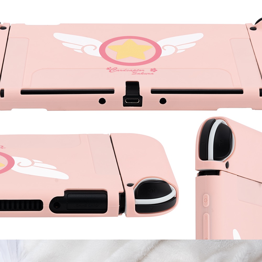 ピンク色超薄型保護ケース一体耐衝撃Switch Oled保護ケース木之本桜ドック対応スイッチOLEDカバー女性 分体式設計
