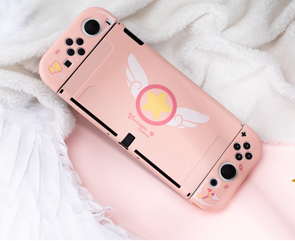 ピンク色ソフトケース一体耐衝撃Switch Oled保護ケース木之本桜ドック対応スイッチOLEDカバー女性 分体式設計