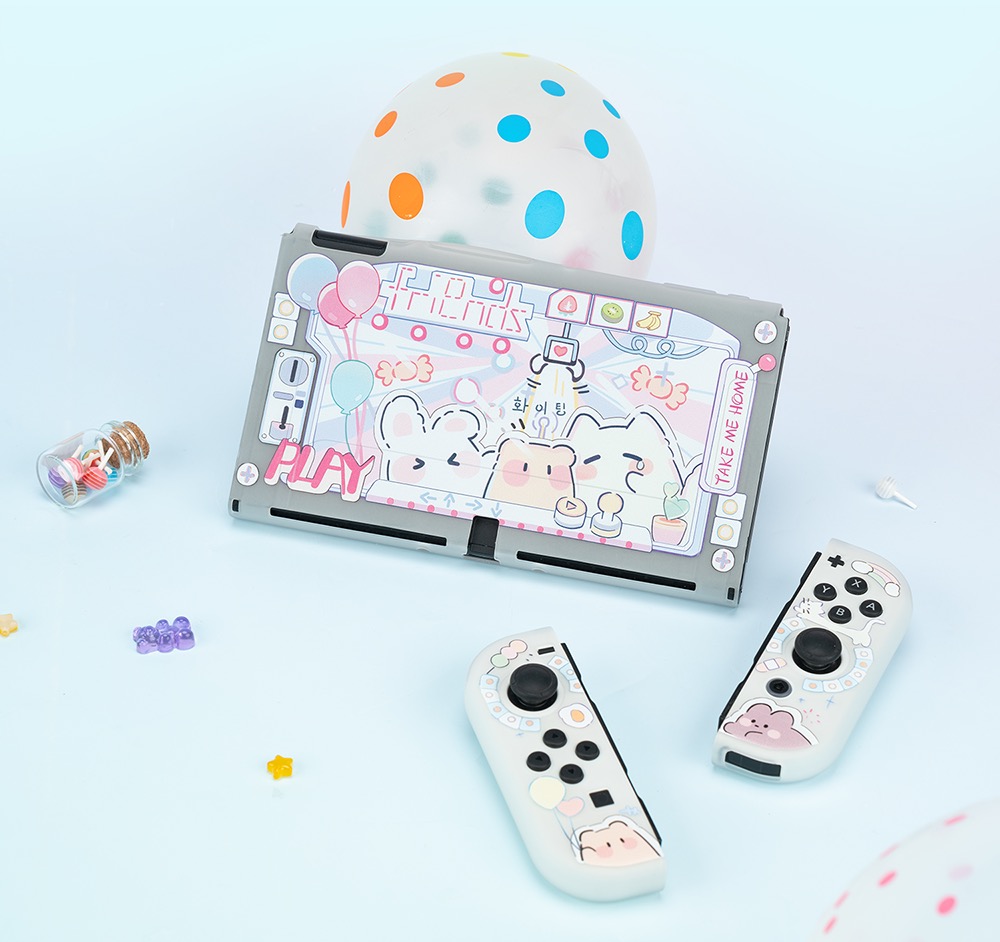 可愛い保護ケース傷防止ねこイエロー スイッチ ライト ソフトカバーswitch oled カバー