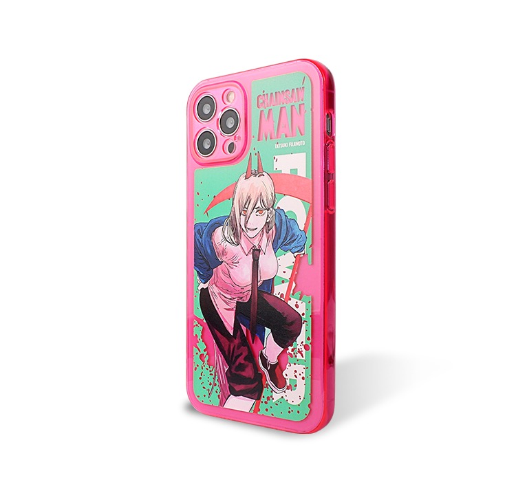 アイフォン14 Pro/13promax/11ケース可愛いパワーiphone12/14plus/13pro薄型ケース血の魔人ピンク色