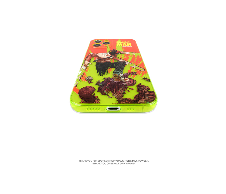 13pro薄型ケース チェンソーの悪魔グリーン色デンジiPhone 14 Pro Maxケース キャラクター