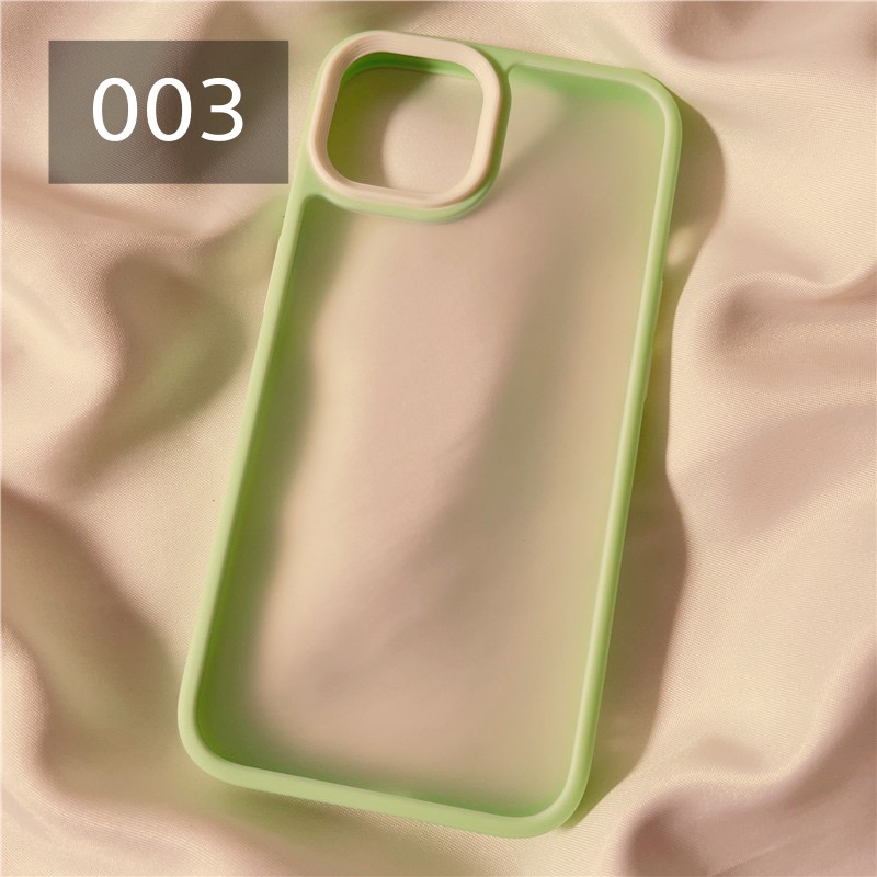 マカロン色iPhone14Proケース半透明シンプル艶消しクリア
